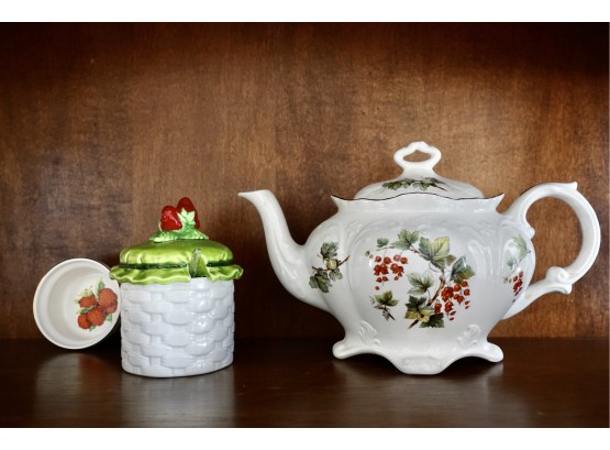 James Kent Staffordshire 'Old Foley' Tea Pot And Other Berry Themed Pieces