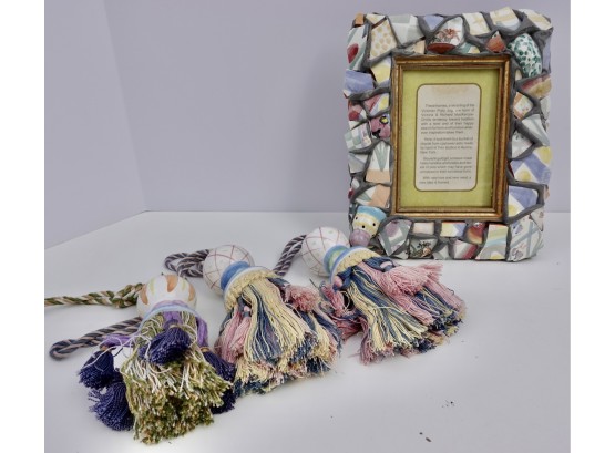 McKenzie Childs Picture Frame And 3 Tassles