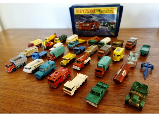 Matchbox By Lesney Made In England Vintage Die Cast Trucks & More With Carrying Case
