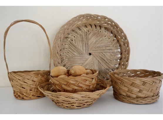 Coordinating Baskets And A Dozen Wooden Eggs