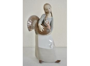 Lladro Woman With Turkey Figurine