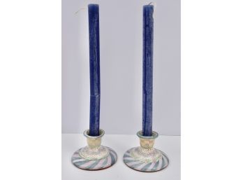 Pair Of McKenzie-Childs Candle Holders