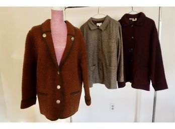 3 Women's Wool Jackets, Woolrich, LL Bean, & Geisweinn