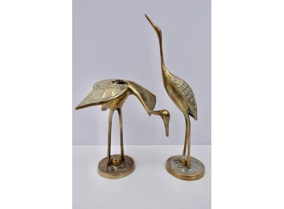 Pair Of Mid Century Brass Cranes