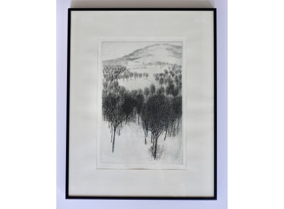 Signed, Numbered Etching 'Snow Mountain III' C. 1971, By Robert Bero (Am. 1941---)