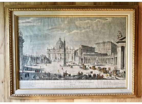 Antique Etching Of St. Peter's Basilica By Francesco Panini (1745-1812)