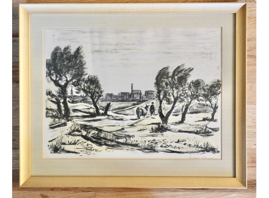 Mid Century Framed, Signed, Lithograph, C. 1955  By Ludwig Schwerin (Israeli 1897-1983)