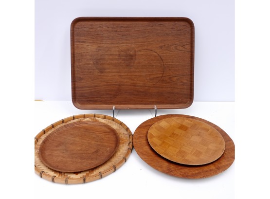 Vintage Wood And Woven Trays