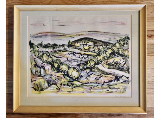 Mid Century Framed, Signed, Lithograph, C. 1955  By Ludwig Schwerin (Israeli 1897-1983)