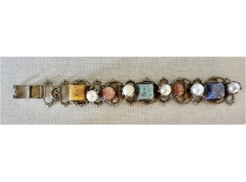 Gorgeous Vintage Bracelet With Faux Pears And Stones