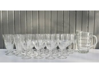Ribbed Stemware With Beehive Pitcher
