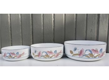 3 Vintage Enamel Nesting Bowls