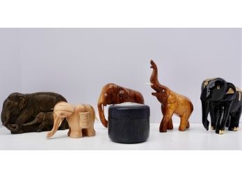 Collection Of Elephant Figurines And Boxes