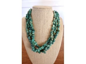 Gorgeous Chunky Turquoise And Sterling Multistrand Necklace.