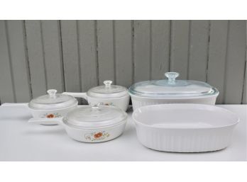 Assorted Corning Ware In 'wildflower' Pattern And White