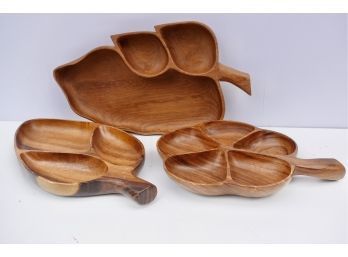 3 Great Mid Century Wood Serving Pieces, 2 Marked Monkey Pod