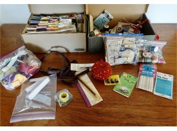Tons Of Sewing Notions Including Binding, Thread, Zippers, Fastener