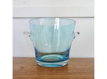 Vintage Glass Ice Bucket With Sculpted Handles