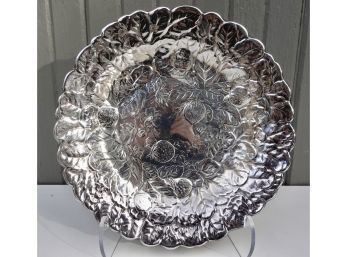 Large 13.5' Reed & Barton #1115 Silver Plate Platter With Strawberry Motif