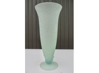 Vintage Crackled Glass Footed Vase