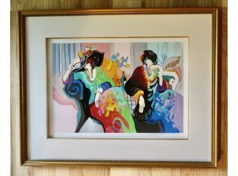 Signed, Numbered 'Untitled, Two Women Sitting' Serigraph C. 1990, By Isaac Maimon (Isreali 1951---)