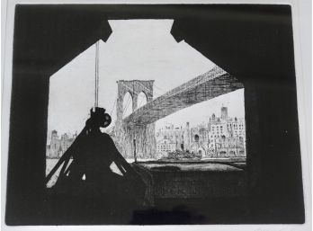 Signed, Numbered, Aquatint Etching 'Bridge Silhouette', C. 1982, By Arthur Morris Cohen (Am. 1928-2012)