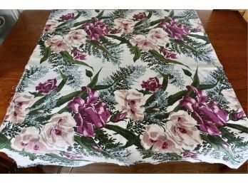 Beautiful Vintage Bark Cloth With Magenta Floral Pattern