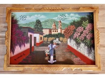 South American Or Mexican Original Painting On Board