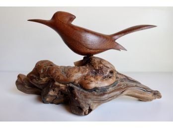 Vintage Bill Neely Carved Mahogany Bird On Burled Manzanita