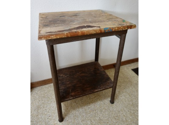Vintage Industrial Wood And Metal Table