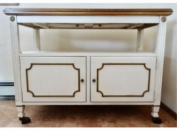 Vintage Buffet With Fold Out Top And Wheels