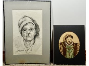 2 Unframed Original Portraits By Sibylla Mathews