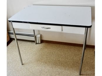 Fun Vintage Enamel Top Table With Drawer