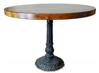 Great Butcher Block Dining Table With Iron Pedestal