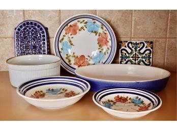 Assorted Ceramics From Italy And France With Trivets