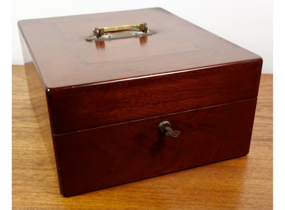 Antique Wood Box With Gorgeous Hardware