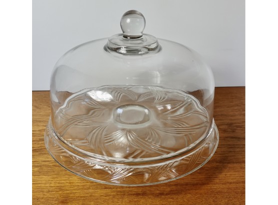 Lovely Glass Cake Stand With Cover That Flips To Become Dip Bowl