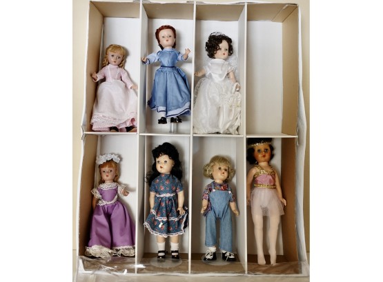 7 Vintage Dolls With Storage Container