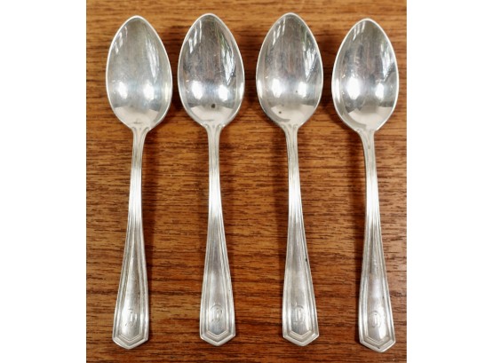 4 Antique Sterling Demitasse Spoons With Monogram