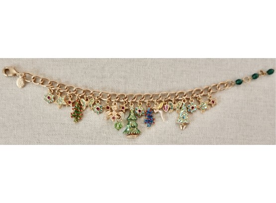 Kirk's Folly Gold Toned Charm Bracelet With Christmas Theme