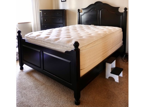 Contemporary Queen Distressed Black Headboard, Therapedic Brentwood Mattress Optional
