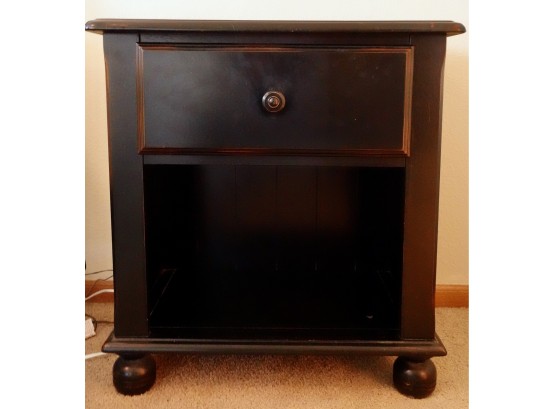Contemporary Distressed Black Nightstand With Drawers