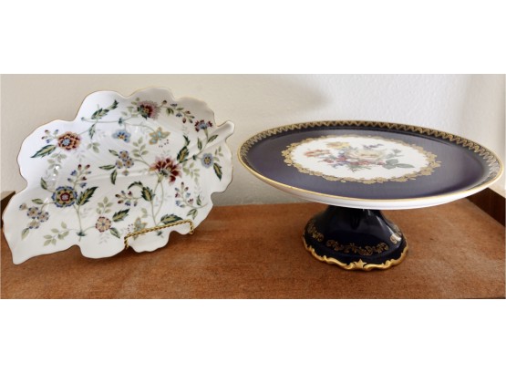 Gorgeous German China Cakestand And Beautiful Floral Serving Platter