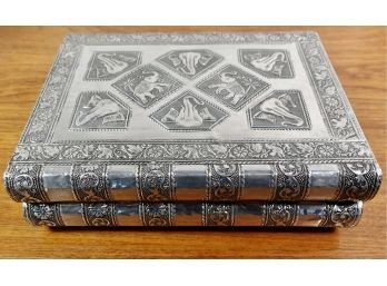 Gorgeous Silver And Velvet Jewelry Box/faux Books