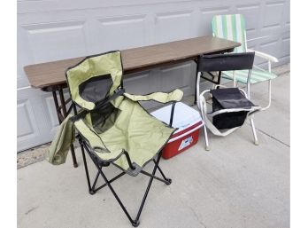 Camp Chairs, Cooler, & Folding Table