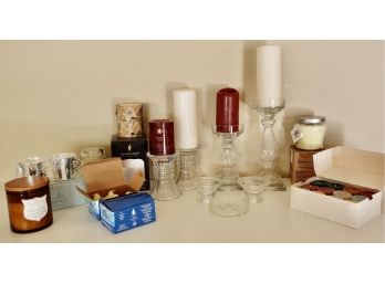 Large Collection Of Candles And Candleholders