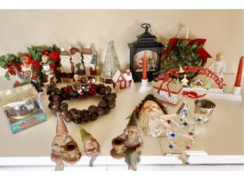 All Sorts Of Christmas Figurines, Globes, And Dcor Including Clark Figurines