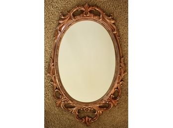 Vintage Ornate Oval Mirror With Copper Finish