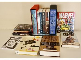 Books Including By And About Stephen King, Marvel, Thrillers, & More