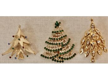 Vintage Lianna, Jonette Jewelry, And Unmarked Prong Set Christmas Tree Pins